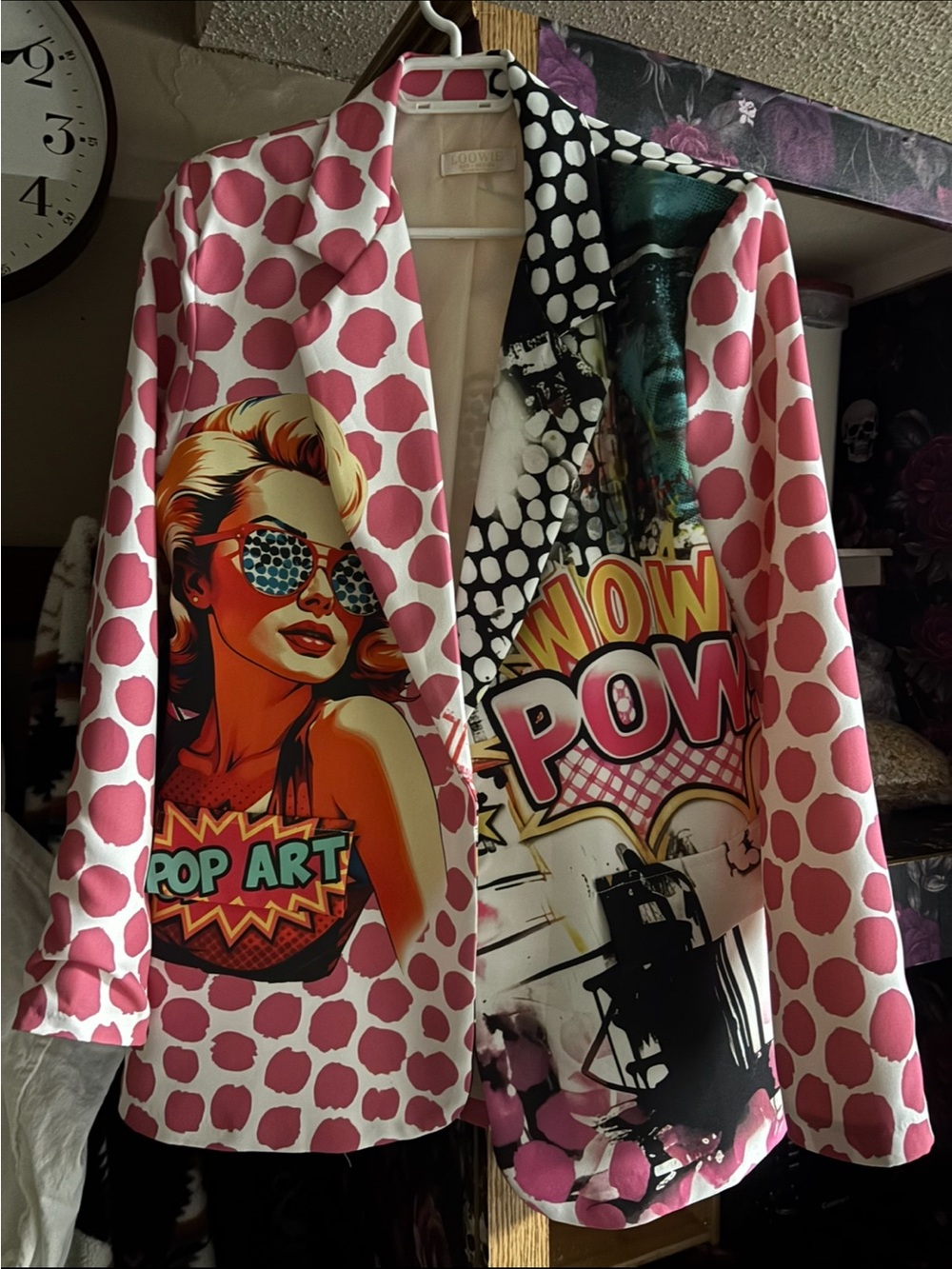 Graphic Pop Art Pink Dot Blazer Jacket - Unbranded